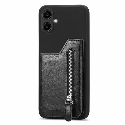 For Samsung Galaxy A06 Case PU Leather+TPU Phone Cover with Zipper Pocket Wallet