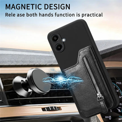For Samsung Galaxy A06 Case PU Leather+TPU Phone Cover with Zipper Pocket Wallet