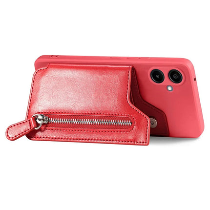 For Samsung Galaxy A06 Case PU Leather+TPU Phone Cover with Zipper Pocket Wallet