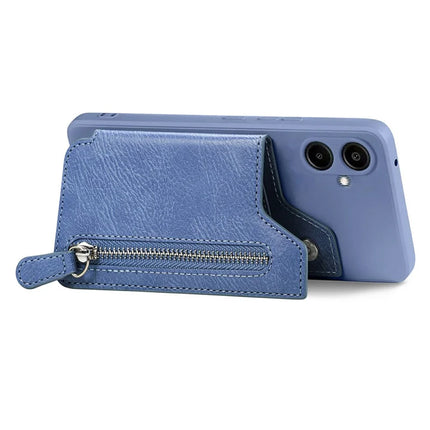 For Samsung Galaxy A06 Case PU Leather+TPU Phone Cover with Zipper Pocket Wallet