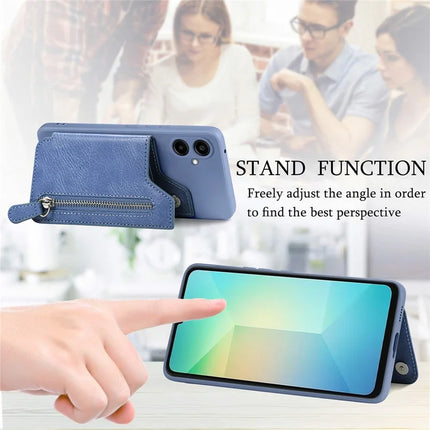 For Samsung Galaxy A06 Case PU Leather+TPU Phone Cover with Zipper Pocket Wallet