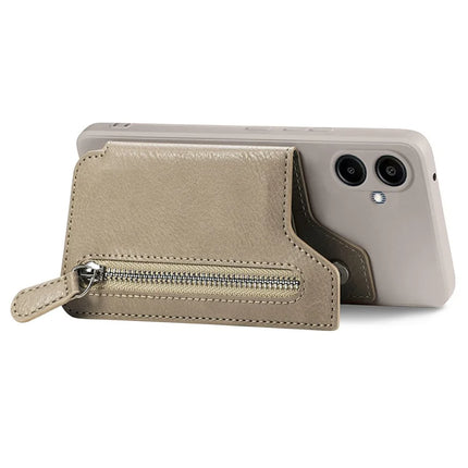 For Samsung Galaxy A06 Case PU Leather+TPU Phone Cover with Zipper Pocket Wallet