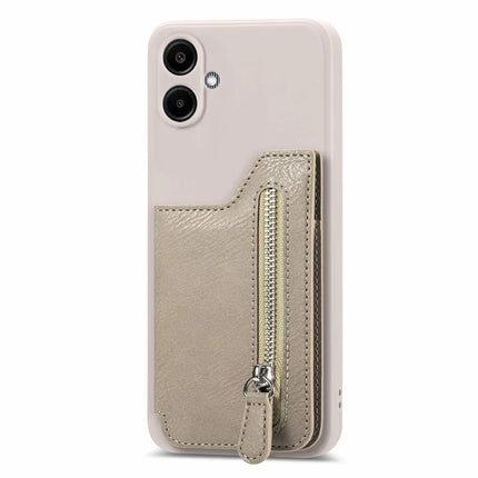 For Samsung Galaxy A06 Case PU Leather+TPU Phone Cover with Zipper Pocket Wallet