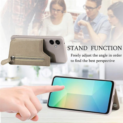 For Samsung Galaxy A06 Case PU Leather+TPU Phone Cover with Zipper Pocket Wallet