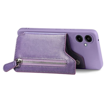 For Samsung Galaxy A06 Case PU Leather+TPU Phone Cover with Zipper Pocket Wallet