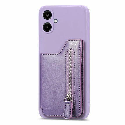 For Samsung Galaxy A06 Case PU Leather+TPU Phone Cover with Zipper Pocket Wallet