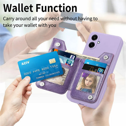 For Samsung Galaxy A06 Case PU Leather+TPU Phone Cover with Zipper Pocket Wallet