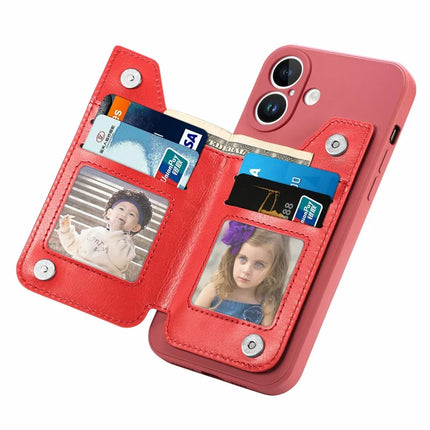 For iPhone 16 Plus Case PU Leather+TPU Phone Cover with Zipper Pocket Wallet