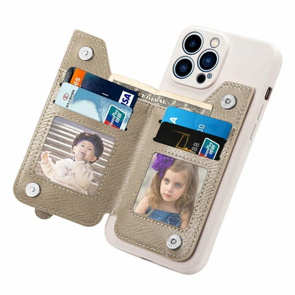 For iPhone 16 Pro Max Case PU Leather+TPU Phone Cover with Zipper Pocket Wallet