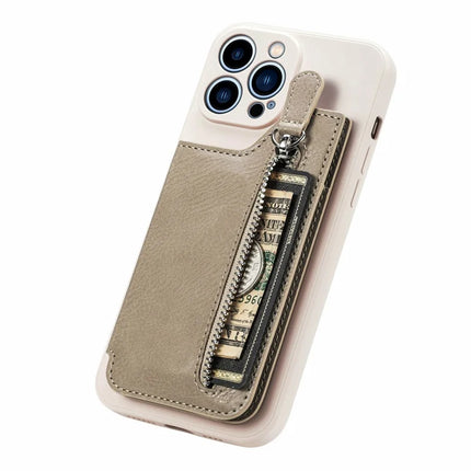 For iPhone 16 Pro Max Case PU Leather+TPU Phone Cover with Zipper Pocket Wallet