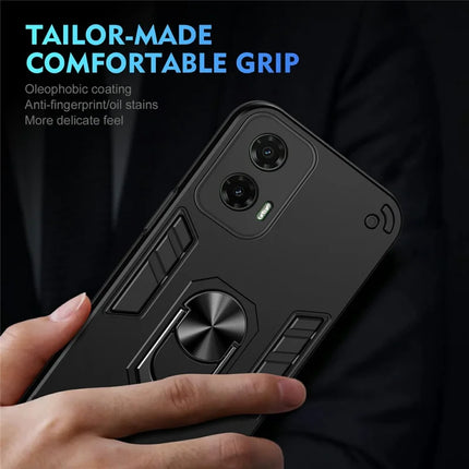 For Motorola Moto G35 5G Case PC+TPU Drop Defend Phone Cover with Ring Kickstand