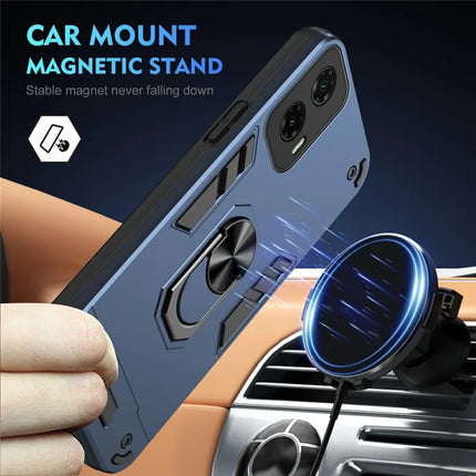 For Motorola Moto G35 5G Case PC+TPU Drop Defend Phone Cover with Ring Kickstand