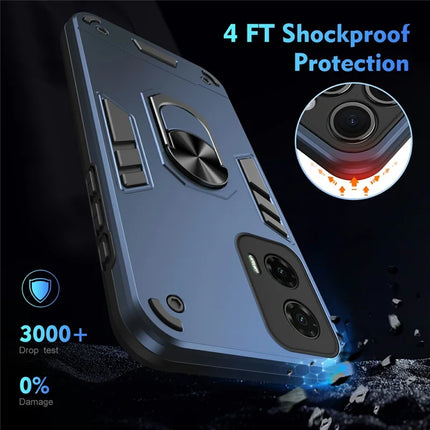 For Motorola Moto G35 5G Case PC+TPU Drop Defend Phone Cover with Ring Kickstand