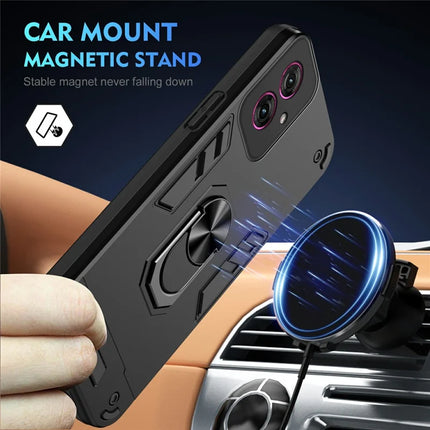 For Motorola Moto G55 5G Case PC+TPU Drop Defend Phone Cover with Ring Kickstand