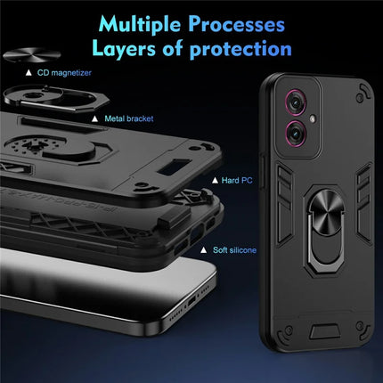 For Motorola Moto G55 5G Case PC+TPU Drop Defend Phone Cover with Ring Kickstand