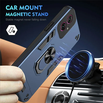 For Motorola Moto G55 5G Case PC+TPU Drop Defend Phone Cover with Ring Kickstand