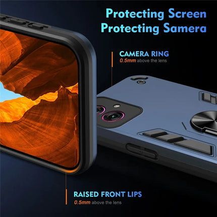 For Motorola Moto G55 5G Case PC+TPU Drop Defend Phone Cover with Ring Kickstand