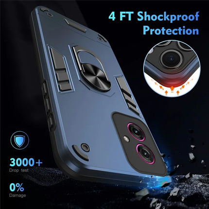 For Motorola Moto G55 5G Case PC+TPU Drop Defend Phone Cover with Ring Kickstand