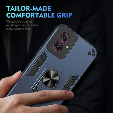 For Motorola Moto G55 5G Case PC+TPU Drop Defend Phone Cover with Ring Kickstand