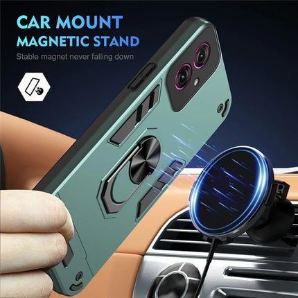 For Motorola Moto G55 5G Case PC+TPU Drop Defend Phone Cover with Ring Kickstand