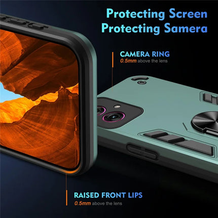 For Motorola Moto G55 5G Case PC+TPU Drop Defend Phone Cover with Ring Kickstand