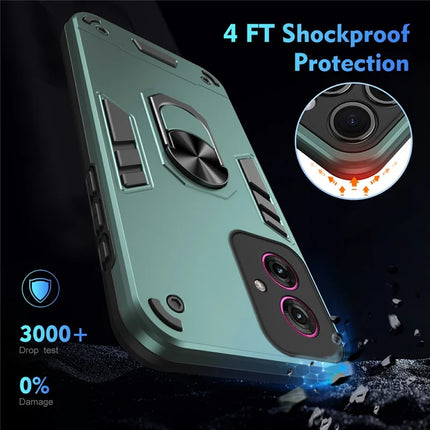 For Motorola Moto G55 5G Case PC+TPU Drop Defend Phone Cover with Ring Kickstand
