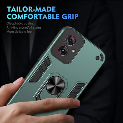 For Motorola Moto G55 5G Case PC+TPU Drop Defend Phone Cover with Ring Kickstand