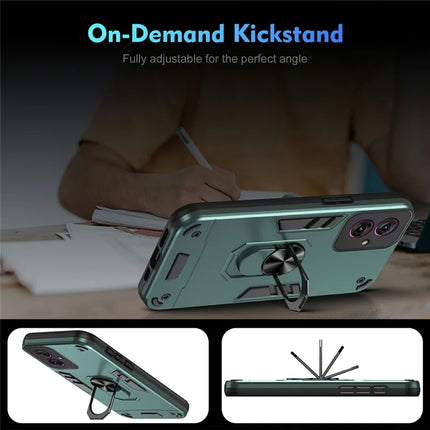For Motorola Moto G55 5G Case PC+TPU Drop Defend Phone Cover with Ring Kickstand