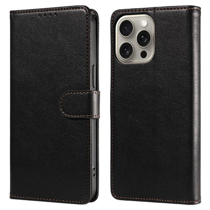 For iPhone 13 Pro Max Leather Case Litchi Texture RFID Blocking Wallet Stand Phone Cover - Black
