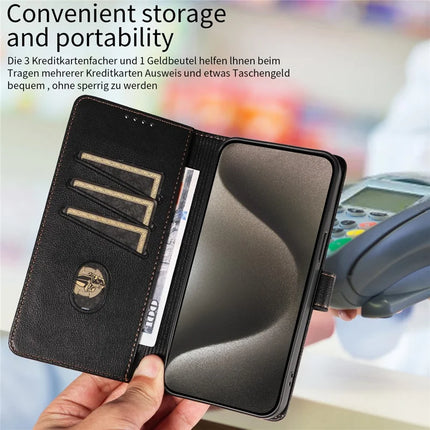 For iPhone 13 Pro Max Leather Case Litchi Texture RFID Blocking Wallet Stand Phone Cover