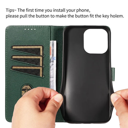 For iPhone 13 Pro Max Leather Case Litchi Texture RFID Blocking Wallet Stand Phone Cover