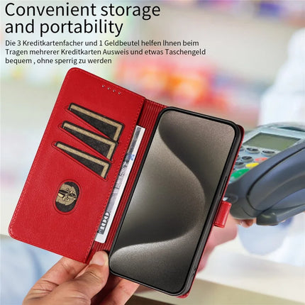For iPhone 13 Pro Max Leather Case Litchi Texture RFID Blocking Wallet Stand Phone Cover