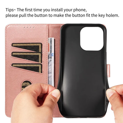 For iPhone 13 Pro Max Leather Case Litchi Texture RFID Blocking Wallet Stand Phone Cover
