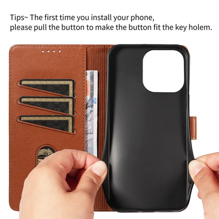 For iPhone 13 Pro Max Leather Case Litchi Texture RFID Blocking Wallet Stand Phone Cover