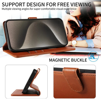 For iPhone 13 Pro Max Leather Case Litchi Texture RFID Blocking Wallet Stand Phone Cover