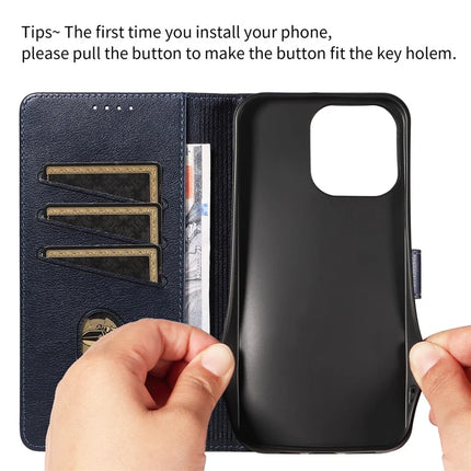 For iPhone 13 Pro Max Leather Case Litchi Texture RFID Blocking Wallet Stand Phone Cover