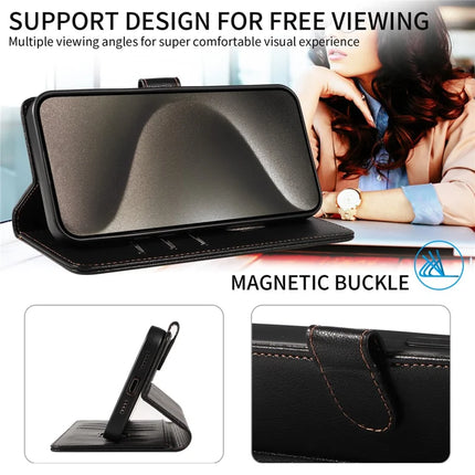 For iPhone 13 Pro Max Leather Case Litchi Texture RFID Blocking Wallet Stand Phone Cover