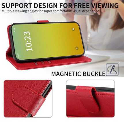 For iPhone 14 Leather Case Litchi Texture RFID Blocking Wallet Stand Phone Cover