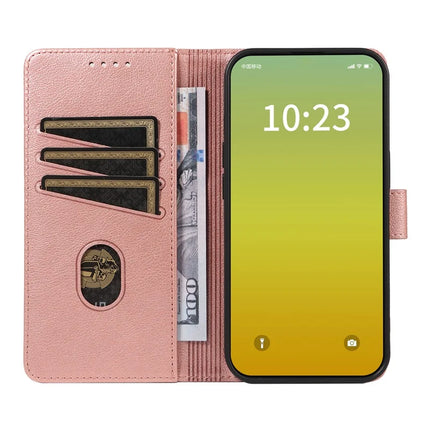 For iPhone 14 Leather Case Litchi Texture RFID Blocking Wallet Stand Phone Cover