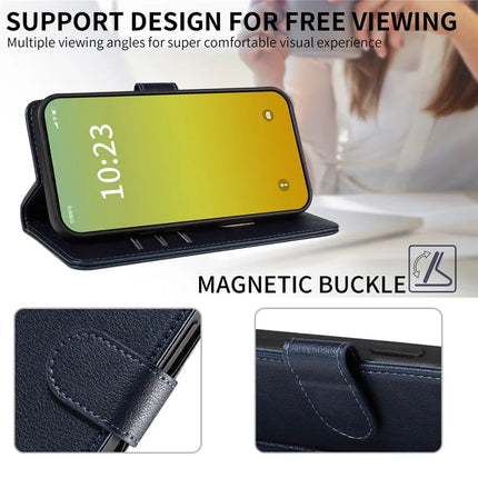 For iPhone 13 Leather Case Litchi Texture RFID Blocking Wallet Stand Phone Cover