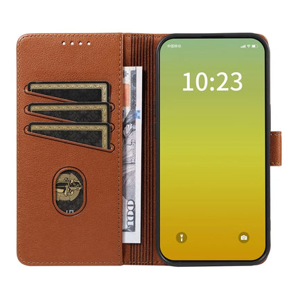 For iPhone 13 Leather Case Litchi Texture RFID Blocking Wallet Stand Phone Cover
