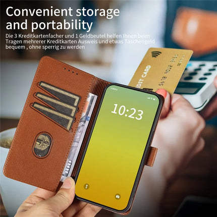 For iPhone 13 Leather Case Litchi Texture RFID Blocking Wallet Stand Phone Cover