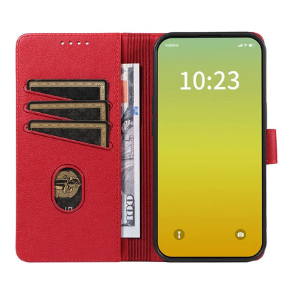 For iPhone 13 Leather Case Litchi Texture RFID Blocking Wallet Stand Phone Cover