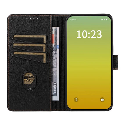 For iPhone 13 Leather Case Litchi Texture RFID Blocking Wallet Stand Phone Cover