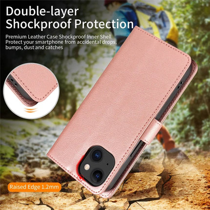 For iPhone 13 Leather Case Litchi Texture RFID Blocking Wallet Stand Phone Cover
