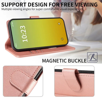 For iPhone 13 Leather Case Litchi Texture RFID Blocking Wallet Stand Phone Cover