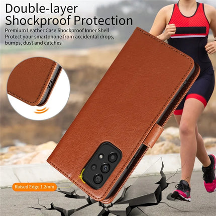 For Samsung Galaxy A53 5G Leather Case Litchi Texture RFID Blocking Wallet Stand Phone Cover