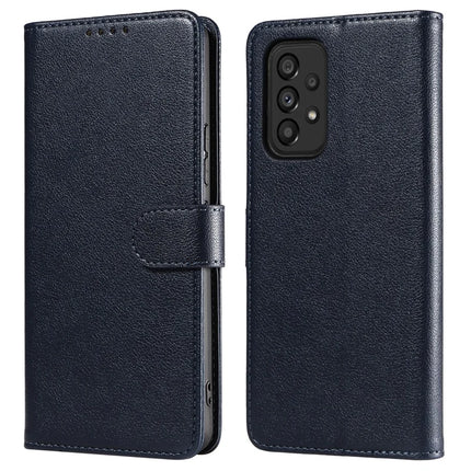 For Samsung Galaxy A53 5G Leather Case Litchi Texture RFID Blocking Wallet Stand Phone Cover - Blue