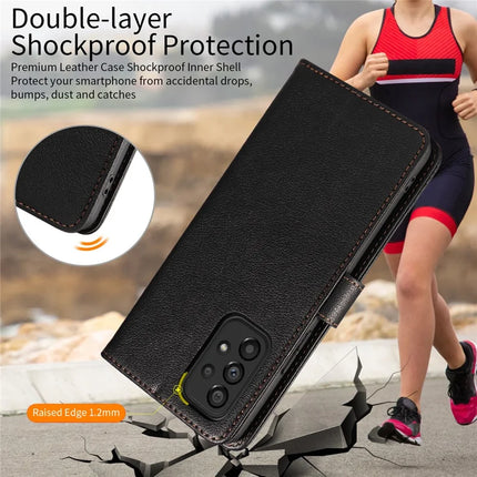 For Samsung Galaxy A53 5G Leather Case Litchi Texture RFID Blocking Wallet Stand Phone Cover