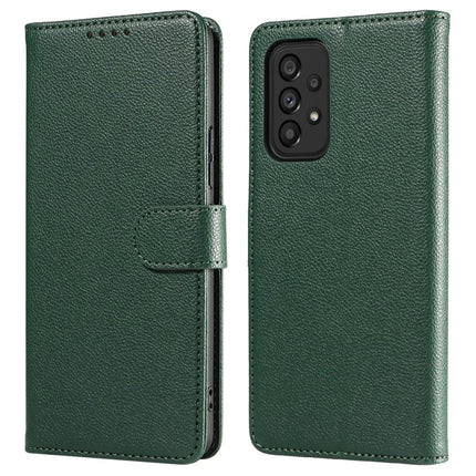 For Samsung Galaxy A53 5G Leather Case Litchi Texture RFID Blocking Wallet Stand Phone Cover - Green